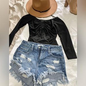 Boutique Black cut-out body-suit